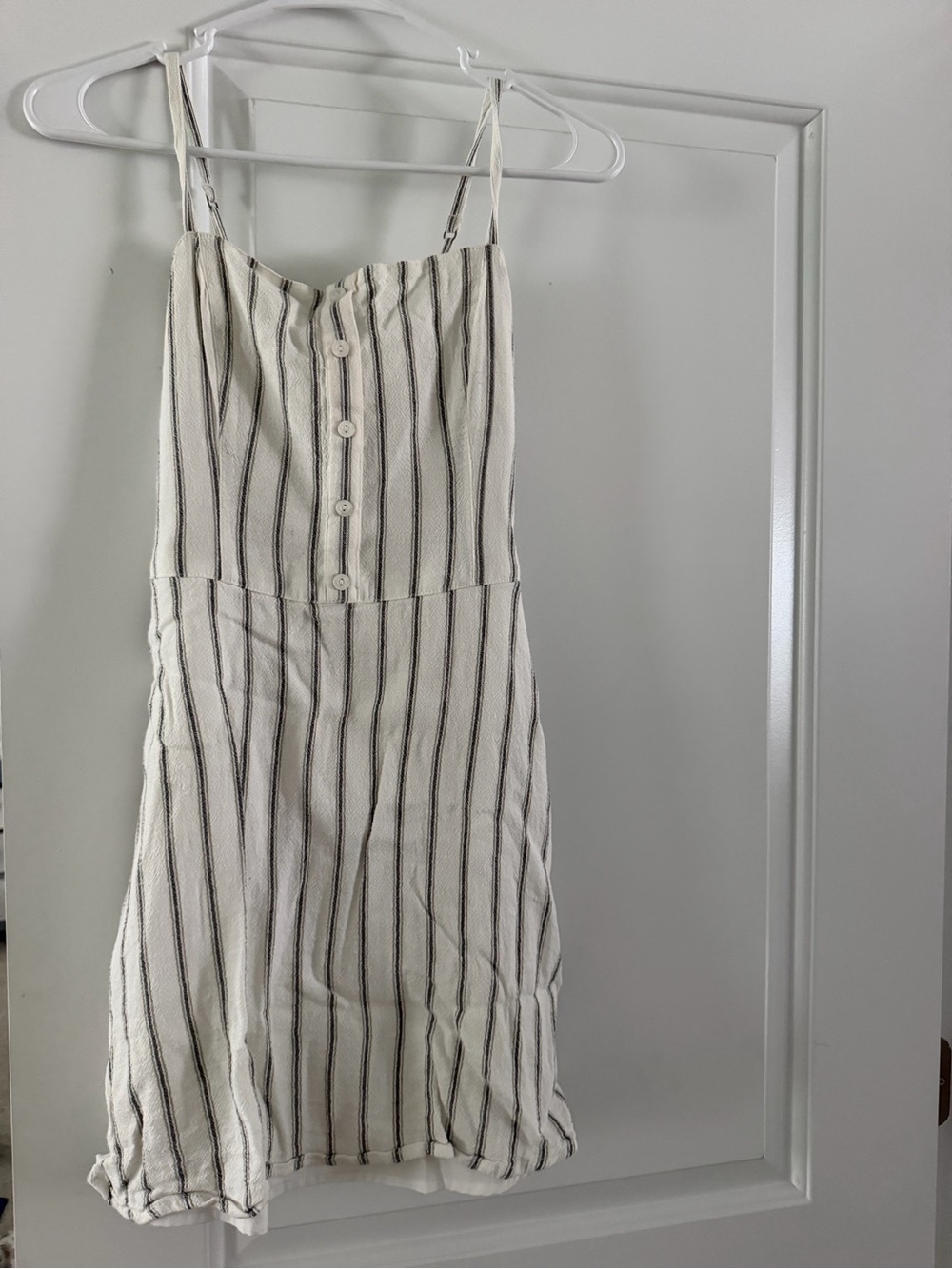 Hollister White and Black Striped Button-Front Sundress